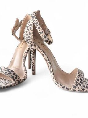 Lulu's Beige and Black Leopard-Print Ankle-Strap Stiletto Heels